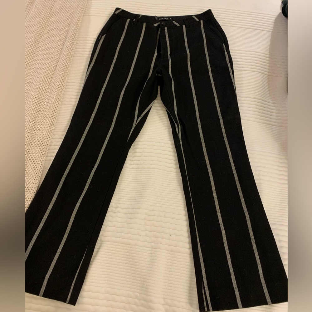 Stone Row Black and White Striped Pant | Size 29